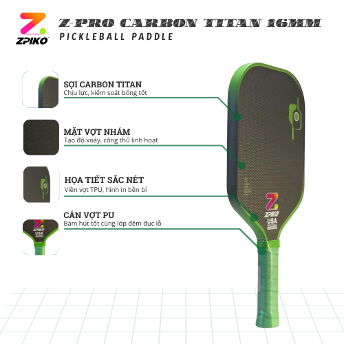 Vợt Pickleball Z-PRO Carbon Titan 16mm 